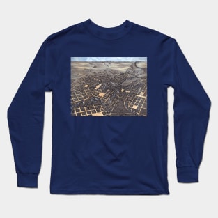 Antique Aerial City Map of San Antonio, Texas,  1873 Long Sleeve T-Shirt